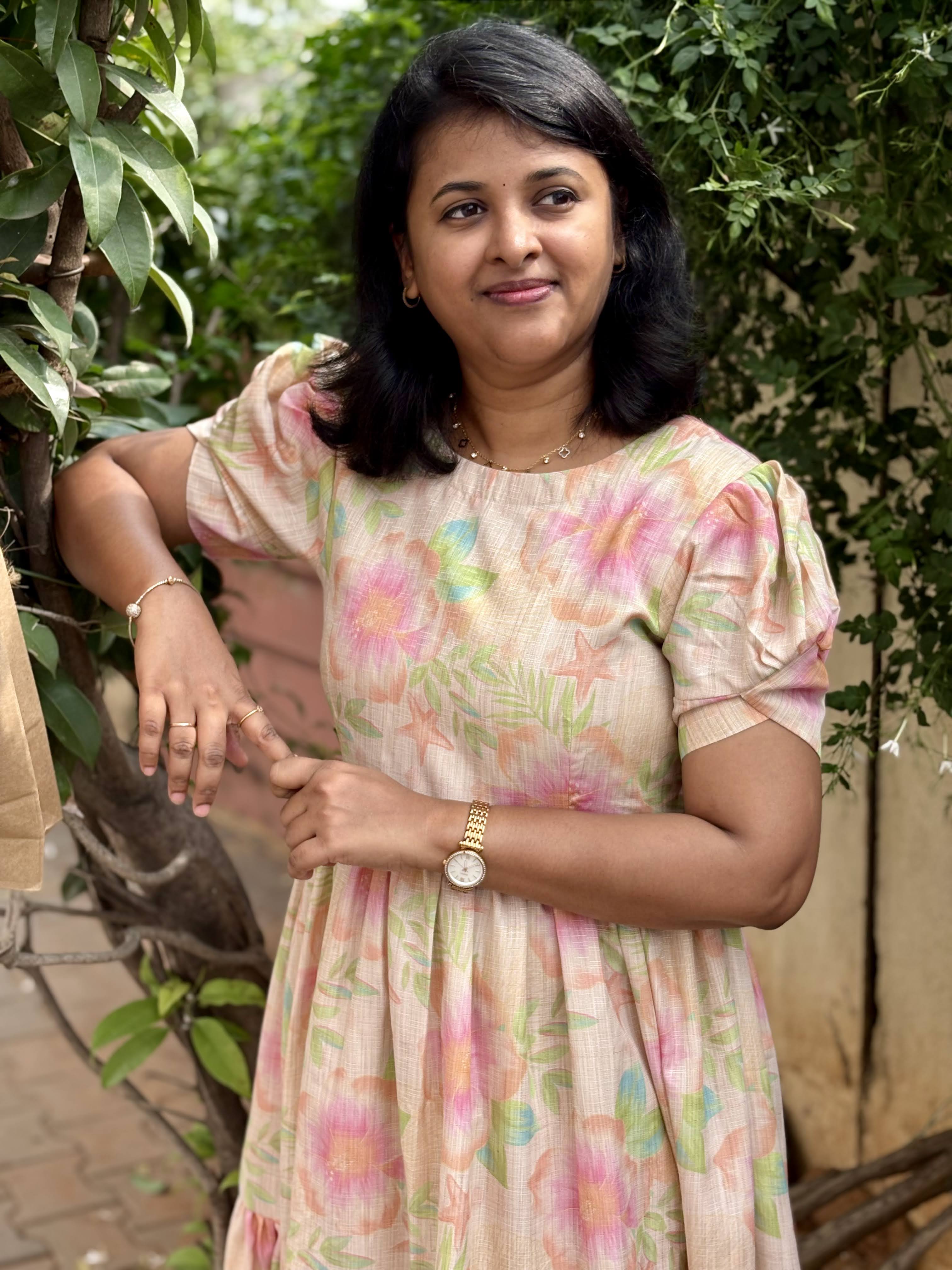 Morning Bloom-Pastel Linen dress with Bow