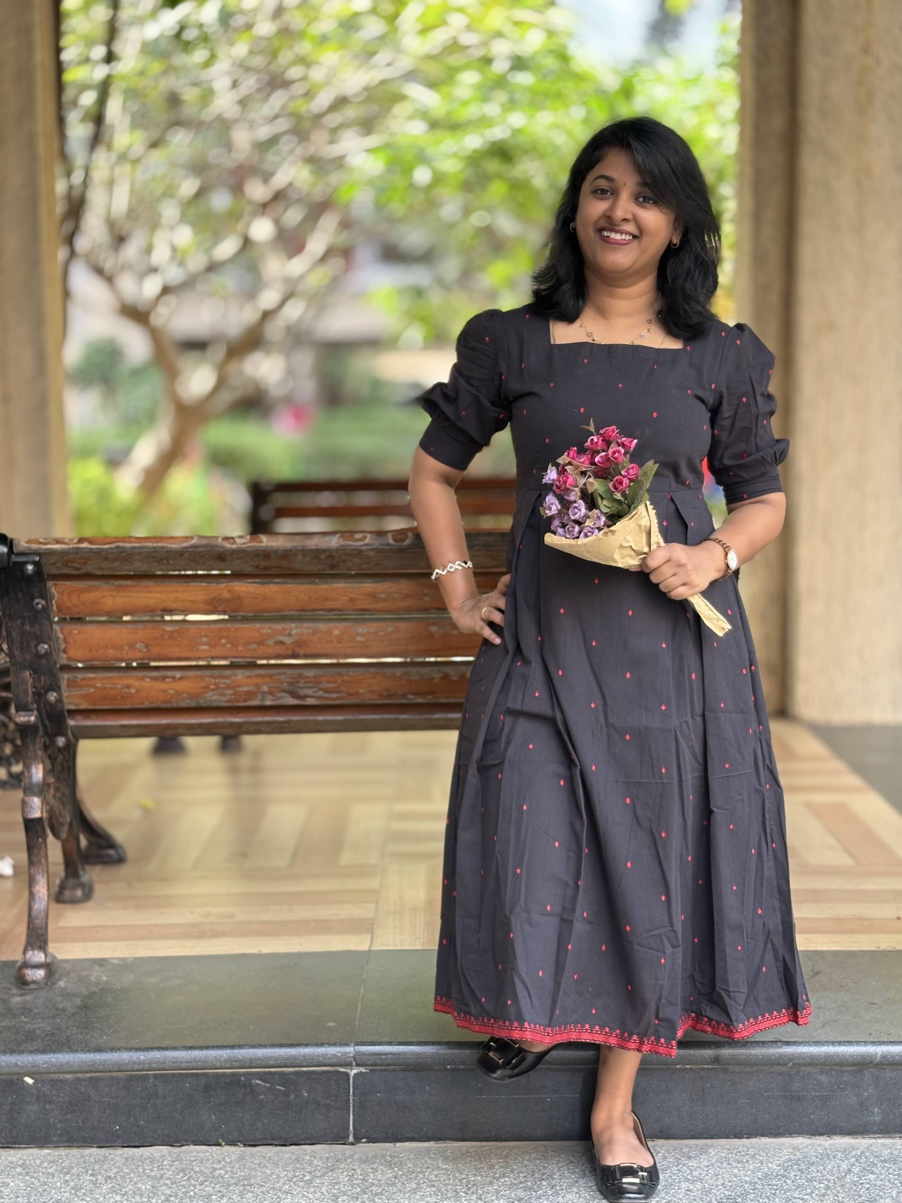 Handloom Black Dress with Corset Back